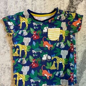 Boden Kids Jungle Print T-Shirt - Blue and Yellow